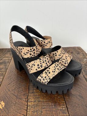 I.D. Required Women’s 7 Chunky Lug Platform Sandals Black Leopard Print Y2K